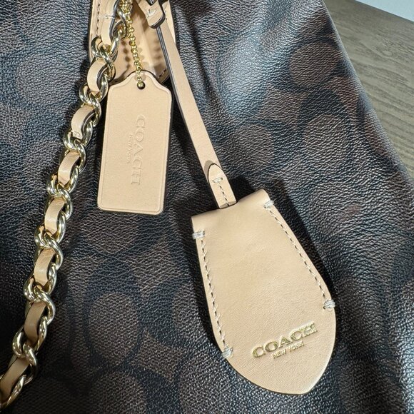 Coach Peyton Signature Chain Tote — Brown/Tan Monogram - Picture 8 of 15